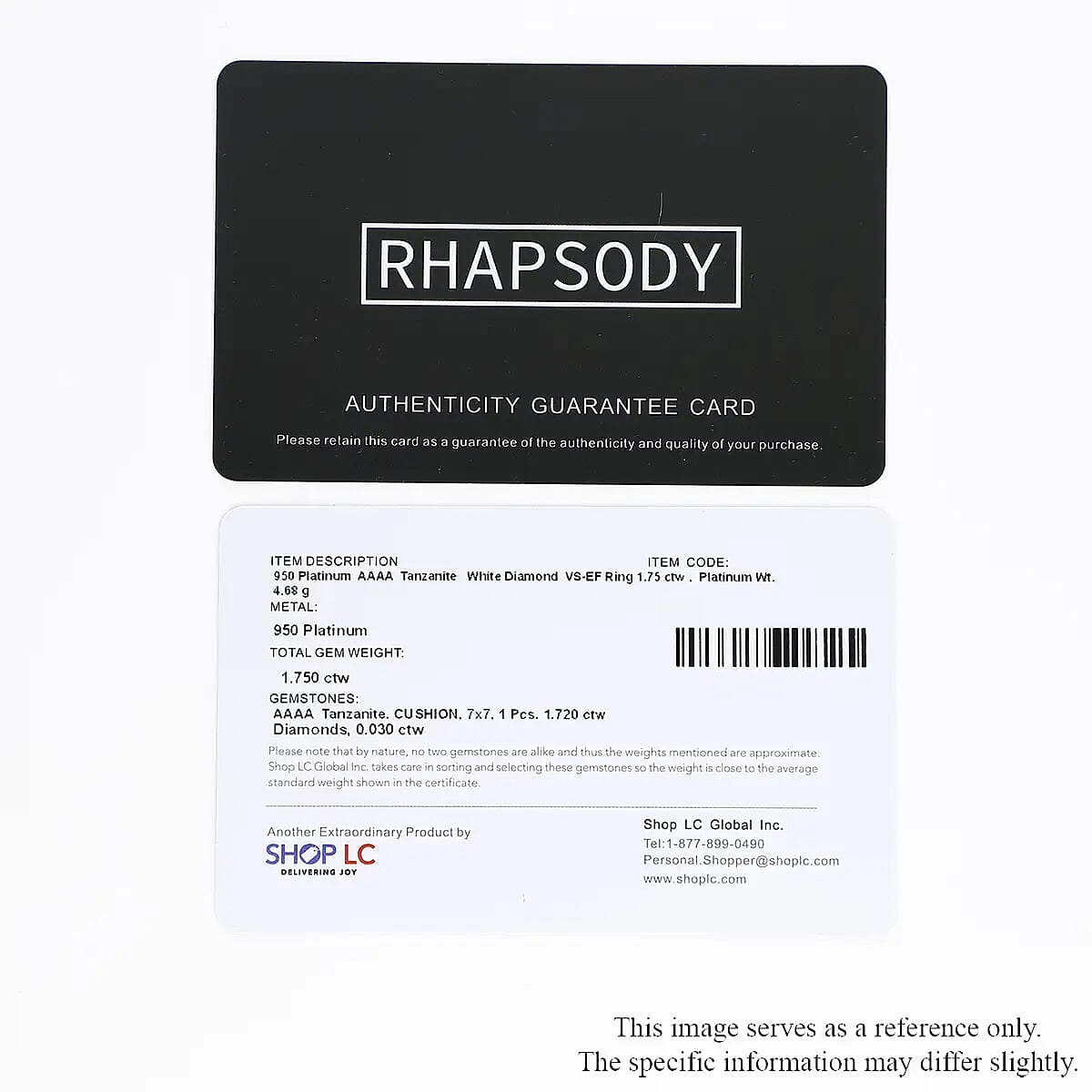 Certified Rhapsody 950 Platinum AAAA Tanzanite and E-F VS Diamond Ring (Size 8.5) 4.68 Grams 1.75 ctw image number 7