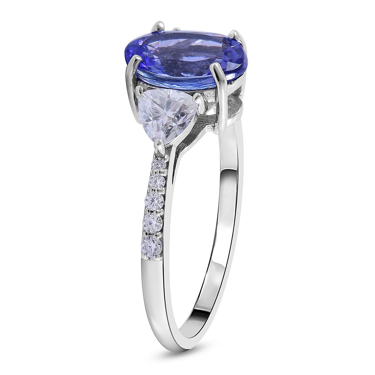 Luxoro 10K White Gold Premium Tanzanite and Moissanite Ring (Size 4.5) 2.60 ctw