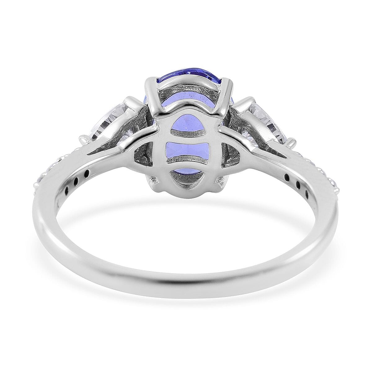 Luxoro 10K White Gold Premium Tanzanite and Moissanite Ring (Size 4.5) 2.60 ctw