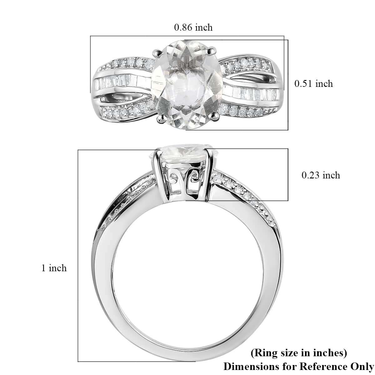 Luxoro 10K White Gold Premium Mexican Hyalite Opal and G-H I3 Diamond Ring (Size 7.5) with Free UV Flash Light 1.85 ctw image number 5