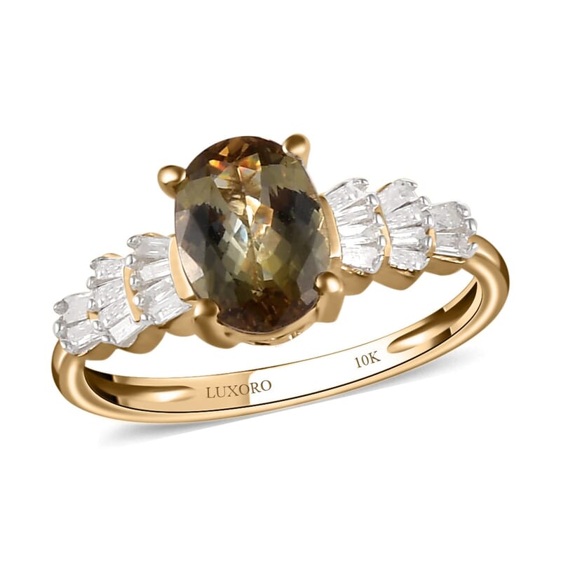 Luxoro 10K Yellow Gold Golden Tanzanite and G-H I3 Diamond Ring (Size 6.5) 1.40 ctw