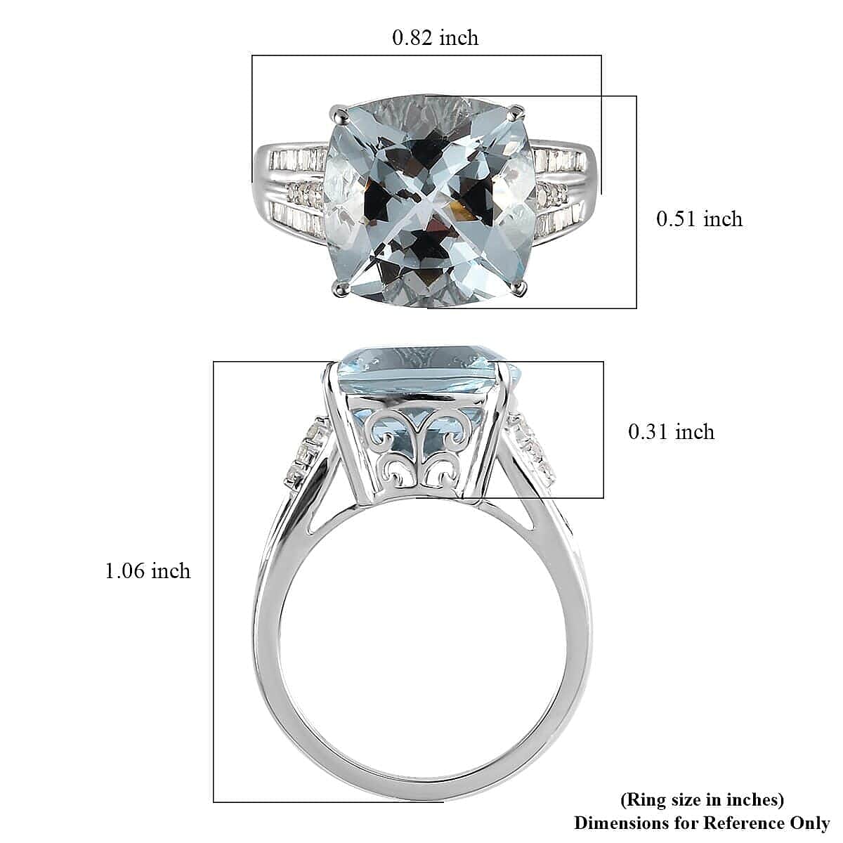 Luxoro 10K White Gold Premium Mangoro Aquamarine and Diamond Ring (Size 7.5) 4.65 Grams 6.85 ctw image number 5