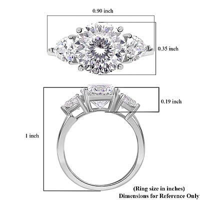 Luxoro 120 Facet Moissanite Trilogy Ring in 10K White Gold, Three Stone Engagement Ring For Women, Promise Rings (Size 4.5)