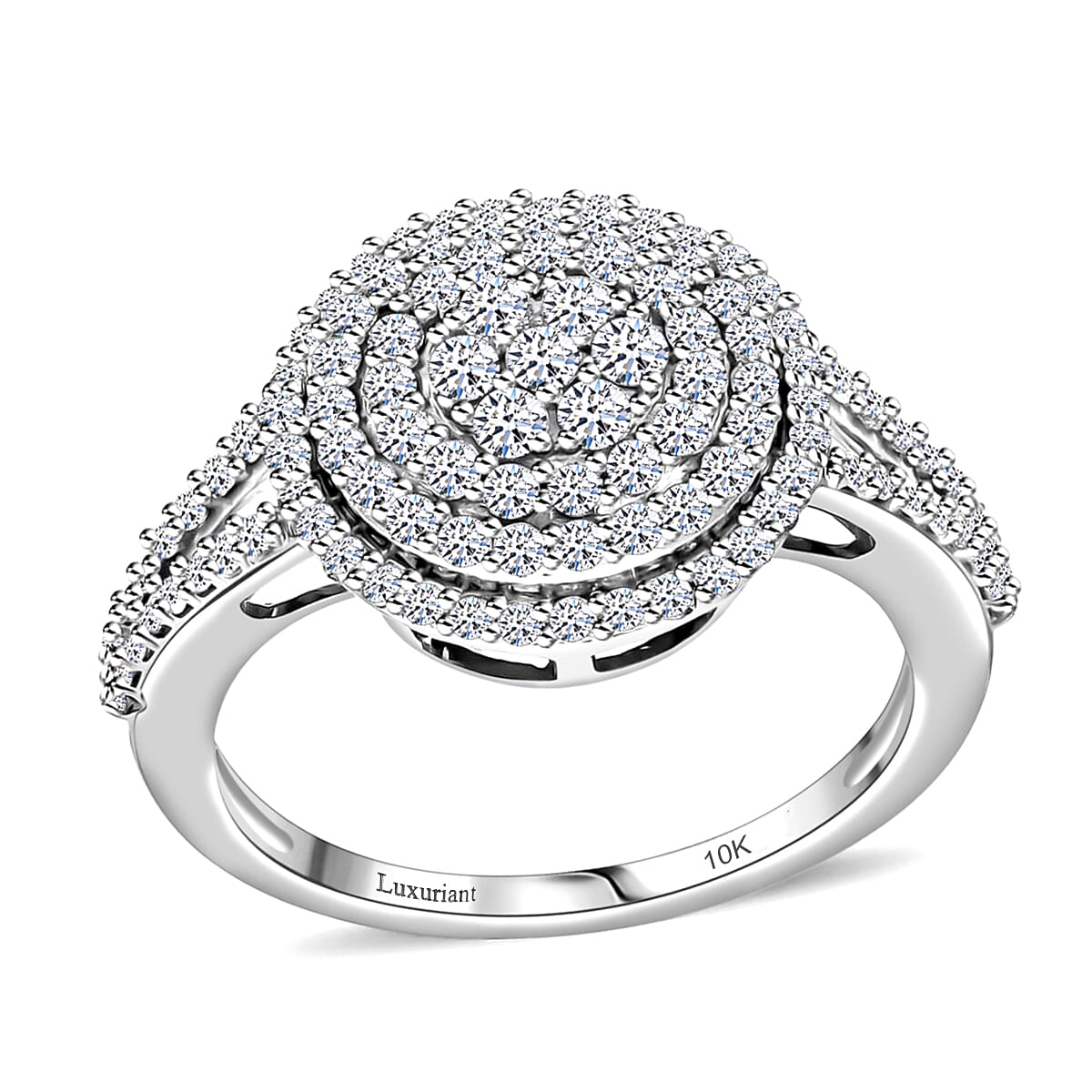 10K White Gold G-H SI Luxuriant Lab Grown Diamond Cocktail Ring (Size 5.5) 3 Grams 1.00 ctw image number 0