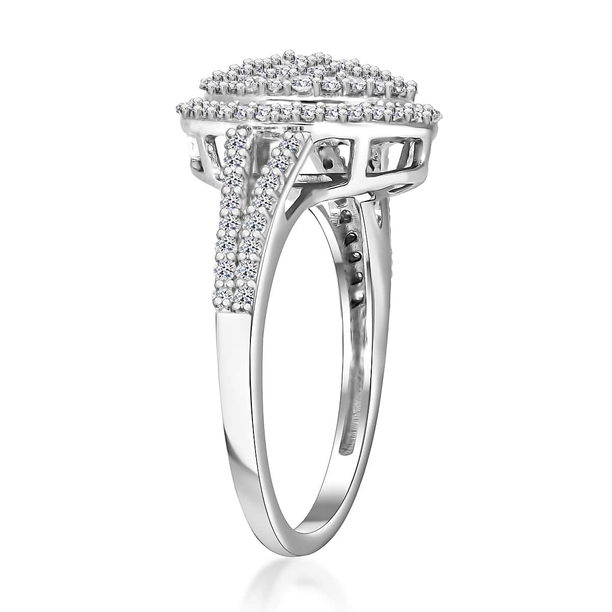 10K White Gold G-H SI Luxuriant Lab Grown Diamond Cocktail Ring (Size 6.5) 3 Grams 1.00 ctw image number 3