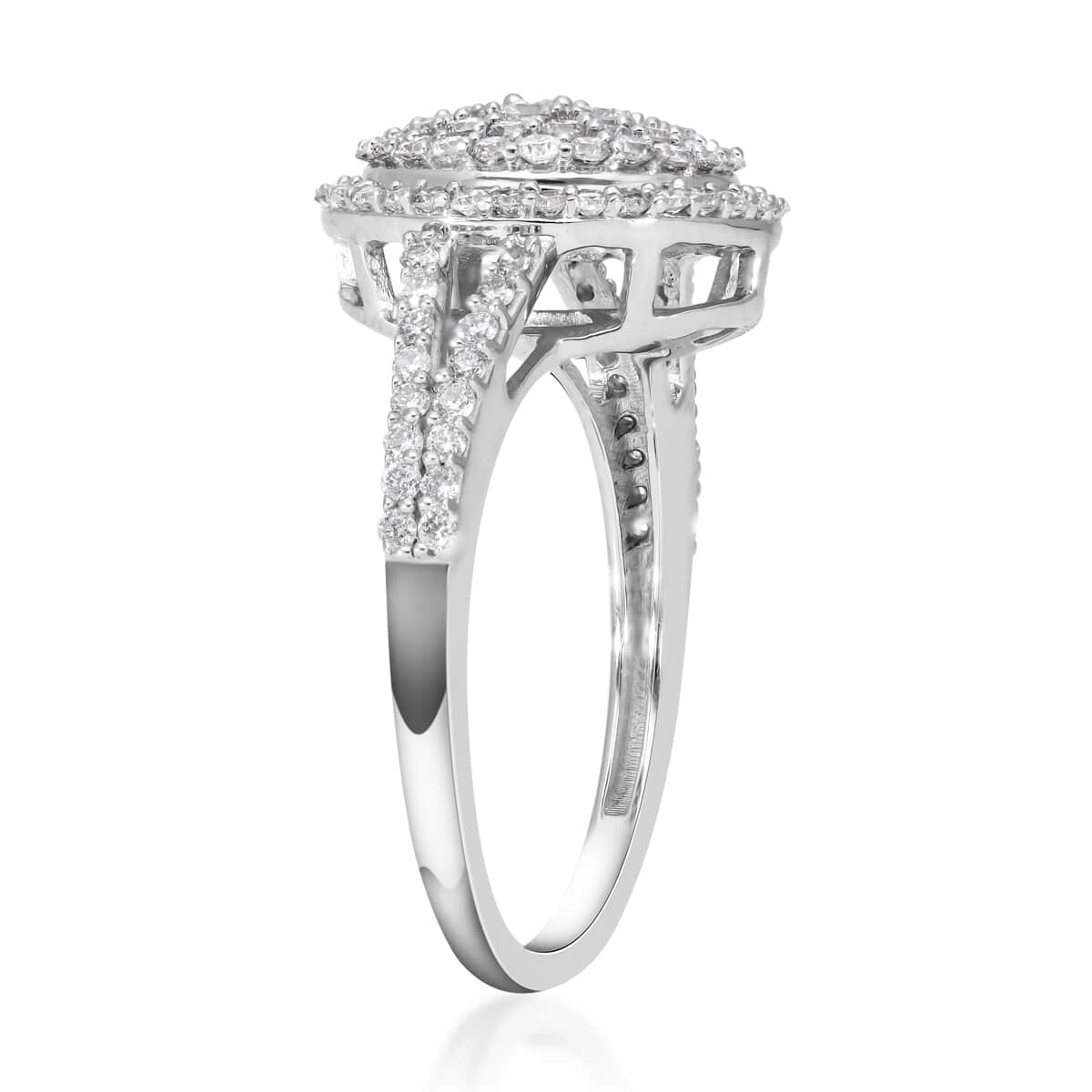 10K White Gold G-H SI Luxuriant Lab Grown Diamond Cocktail Ring (Size 8.5) 3 Grams 1.00 ctw image number 3