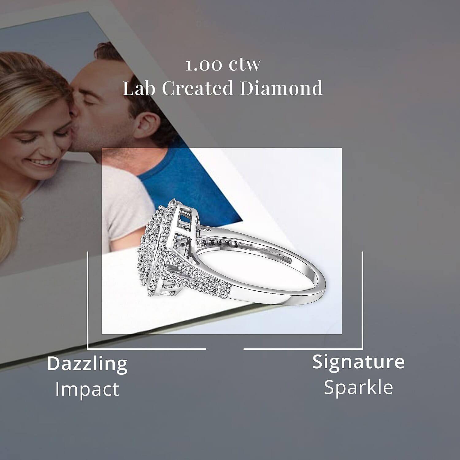 10K White Gold G-H SI Luxuriant Lab Grown Diamond Cocktail Ring (Size 8.5) 3 Grams 1.00 ctw