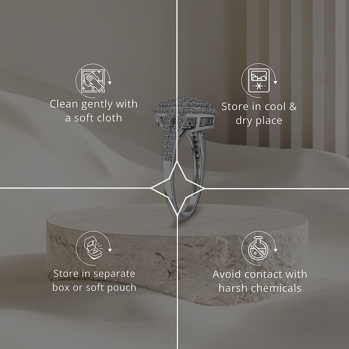 10K White Gold G-H SI Luxuriant Lab Grown Diamond Cocktail Ring (Size 8.5) 3 Grams 1.00 ctw image number 6