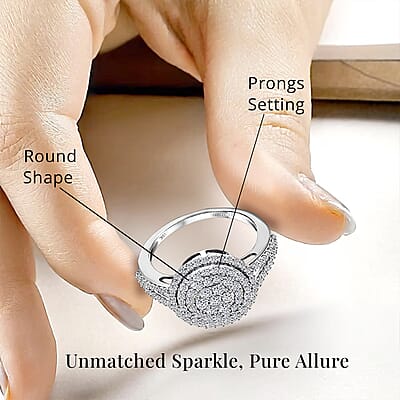 10K White Gold G-H SI Luxuriant Lab Grown Diamond Cocktail Ring (Size 12.0) 3 Grams 1.00 ctw