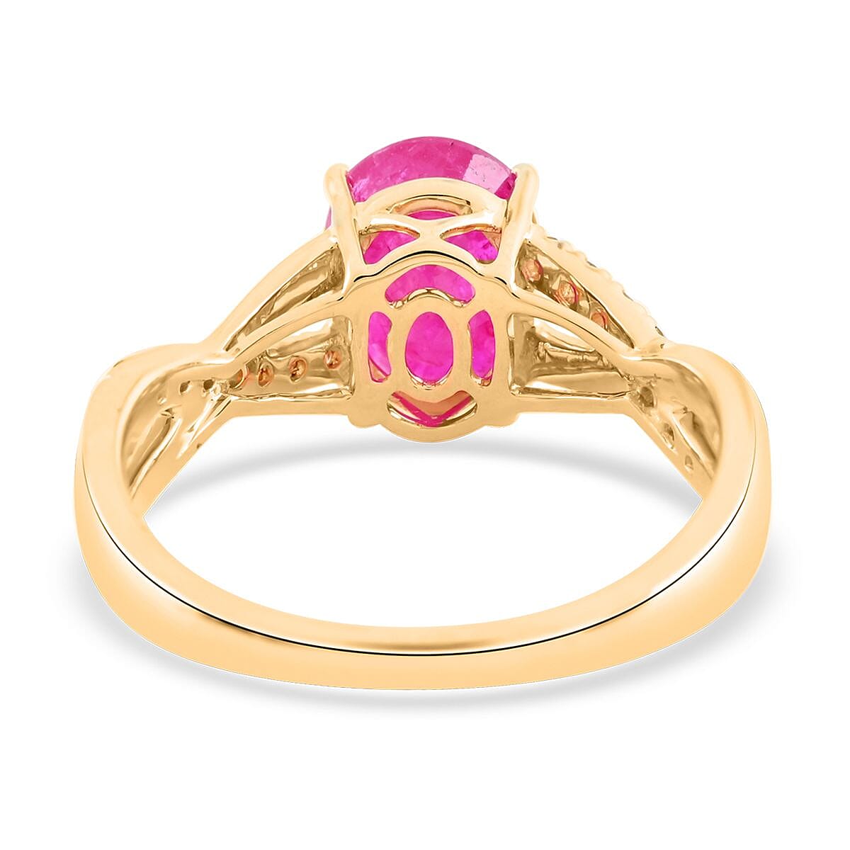 Luxoro 14K Yellow Gold AAA Mozambique Ruby and G-H I2 Diamond Ring (Size 7.5) 2.25 ctw image number 4