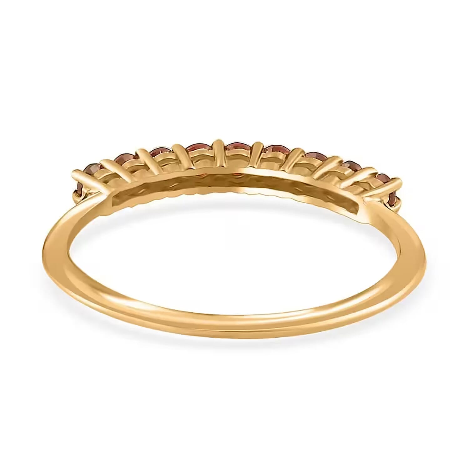 Luxoro Premium Viceroy Spessartine Garnet Ring, 10K Yellow Gold Ring, Half Band Ring, 9 Stone Ring, Gold Half Band Ring, Garnet Band Ring 0.50 ctw (Size 5.5)