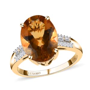 Luxoro 10K Yellow Gold Premium Scapolite and Diamond Ring (Size 6.5) 4.65 ctw