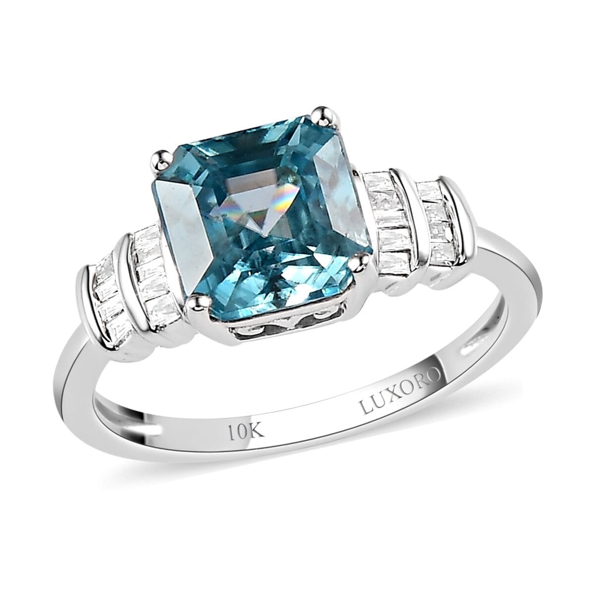 海外最新 Gold White 10K Luxoro Buy Asscher Ratanakiri Premium Cut アクセサリー
