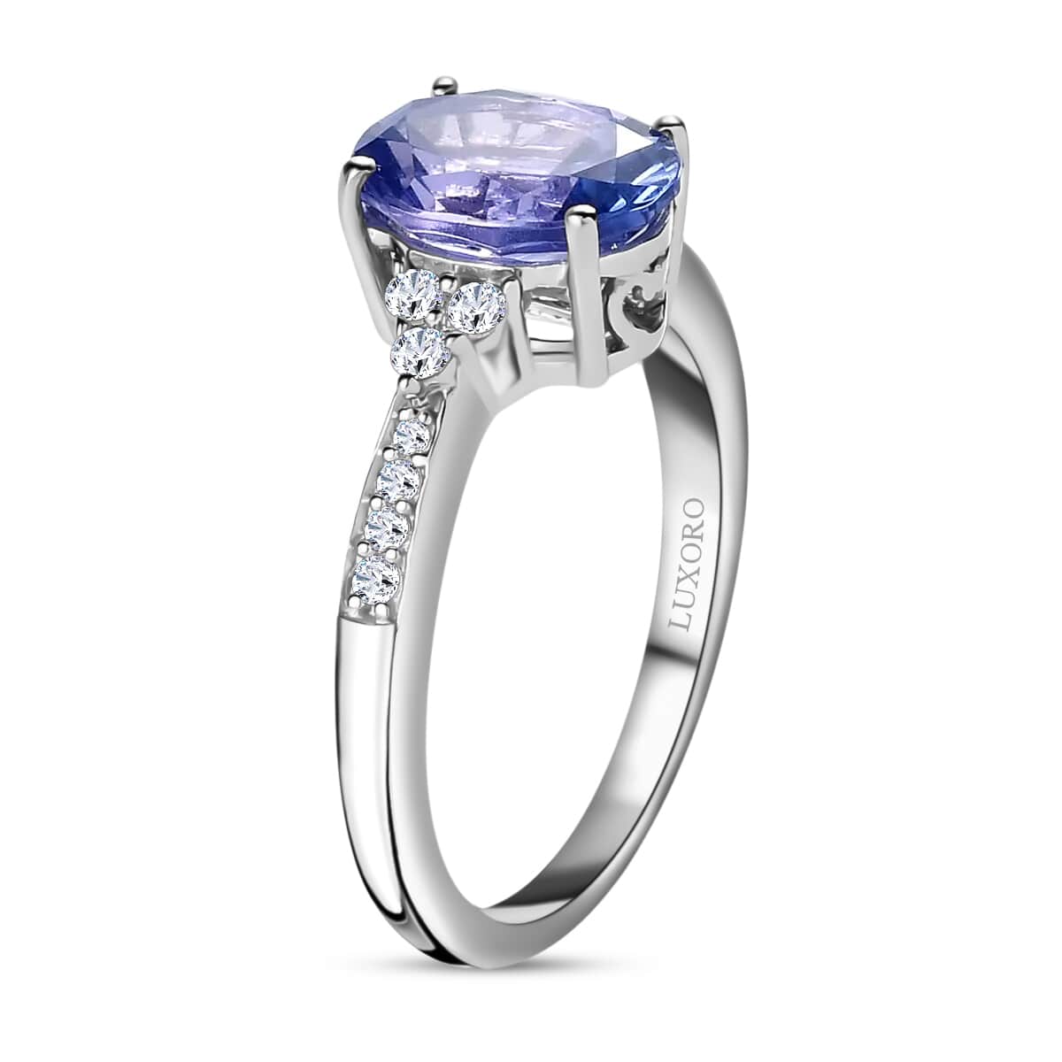 Luxoro 10K White Gold Concave Cut Premium Tanzanite and Diamond Ring (Size 7.5) 2.60 Grams 2.10 ctw image number 3