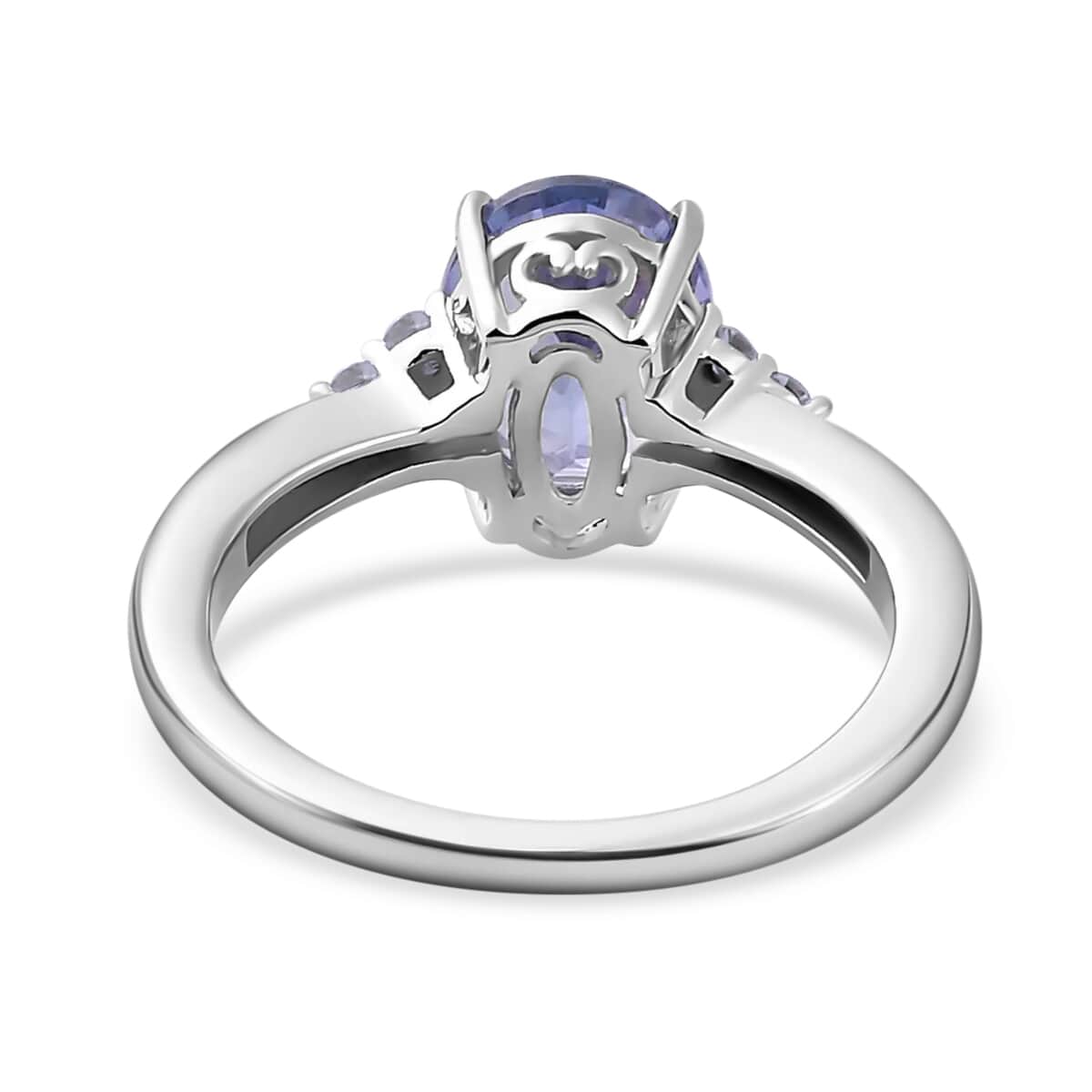 Luxoro 10K White Gold Concave Cut Premium Tanzanite and Diamond Ring (Size 7.5) 2.60 Grams 2.10 ctw image number 4