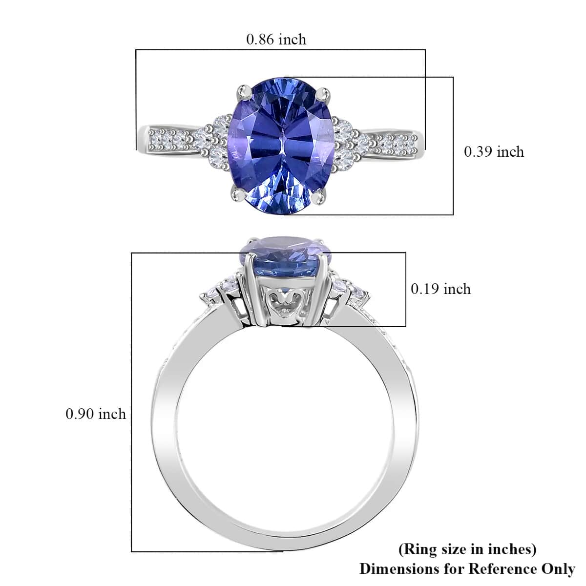 Luxoro 10K White Gold Concave Cut Premium Tanzanite and Diamond Ring (Size 7.5) 2.60 Grams 2.10 ctw image number 5