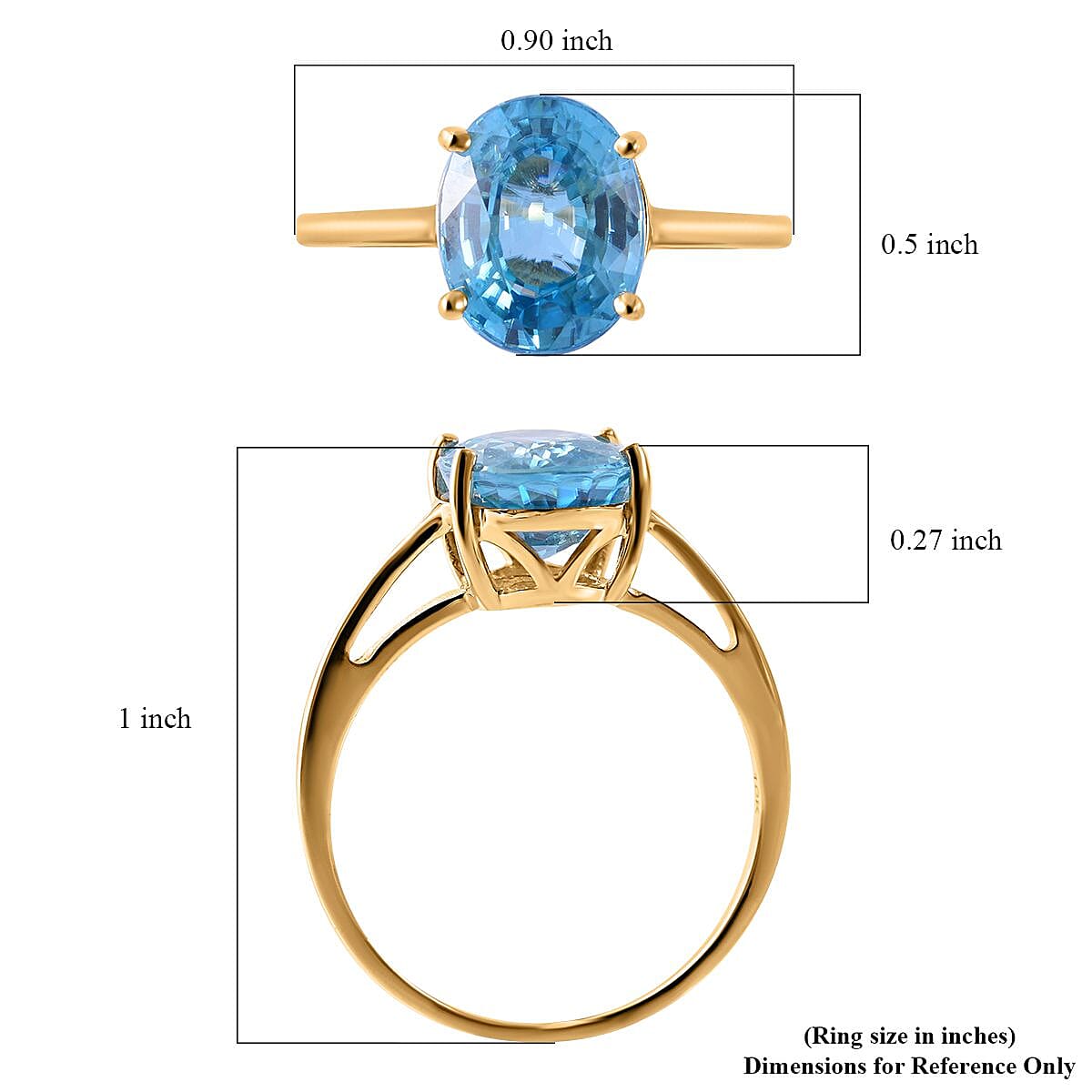 Luxoro 10K Yellow Gold Premium Ratanakiri Blue Zircon Solitaire Ring (Size 6.5) 4.25 ctw image number 4