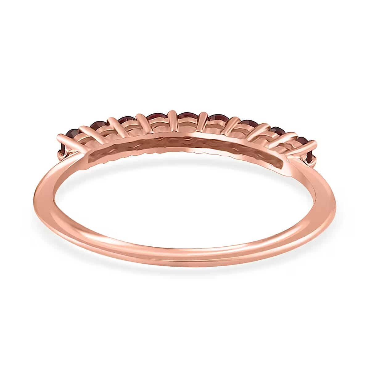 Luxoro Premium Anthill Garnet 0.40 ctw Ring ,10K Rose Gold Ring , Half Band Ring ,9 Stone Ring , Gold Half Band Ring , Garnet Band Ring (Size 12.00) image number 7