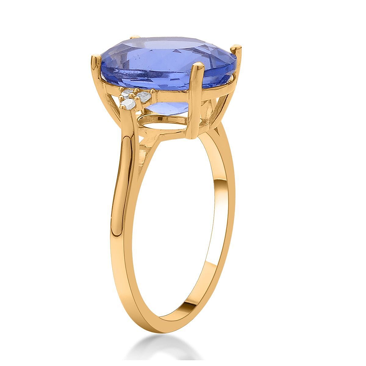 Luxoro 10K Yellow Gold Color Change Fluorite and Diamond Ring (Size 7.5) 7.15 ctw image number 3