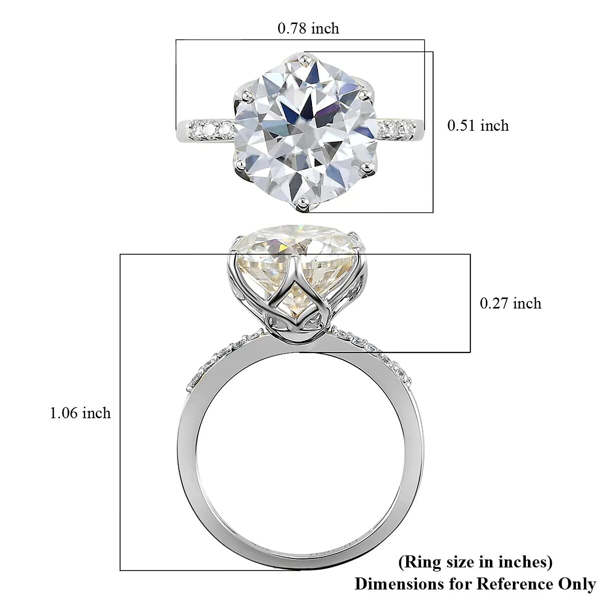Luxoro 10K White Gold Moissanite Ring, Promise Rings (Size 4.5) 2.35 Grams 4.65 ctw image number 6