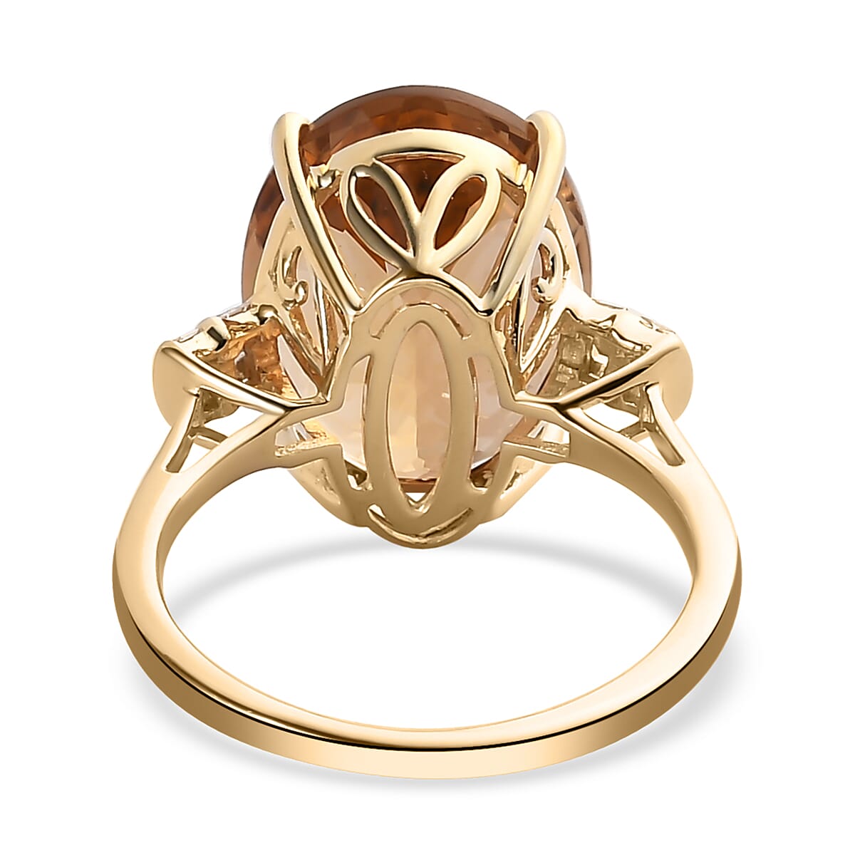 Luxoro 10K Yellow Gold Premium Golden Scapolite and Diamond Ring (Size 7.5) 8.15 ctw image number 4