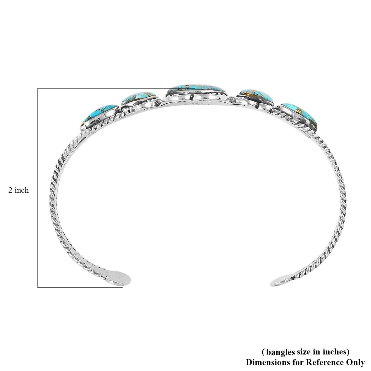Santa Fe Style Mojave Turquoise Cuff Bracelet in Sterling Silver (7.00 In) 7.50 ctw image number 3