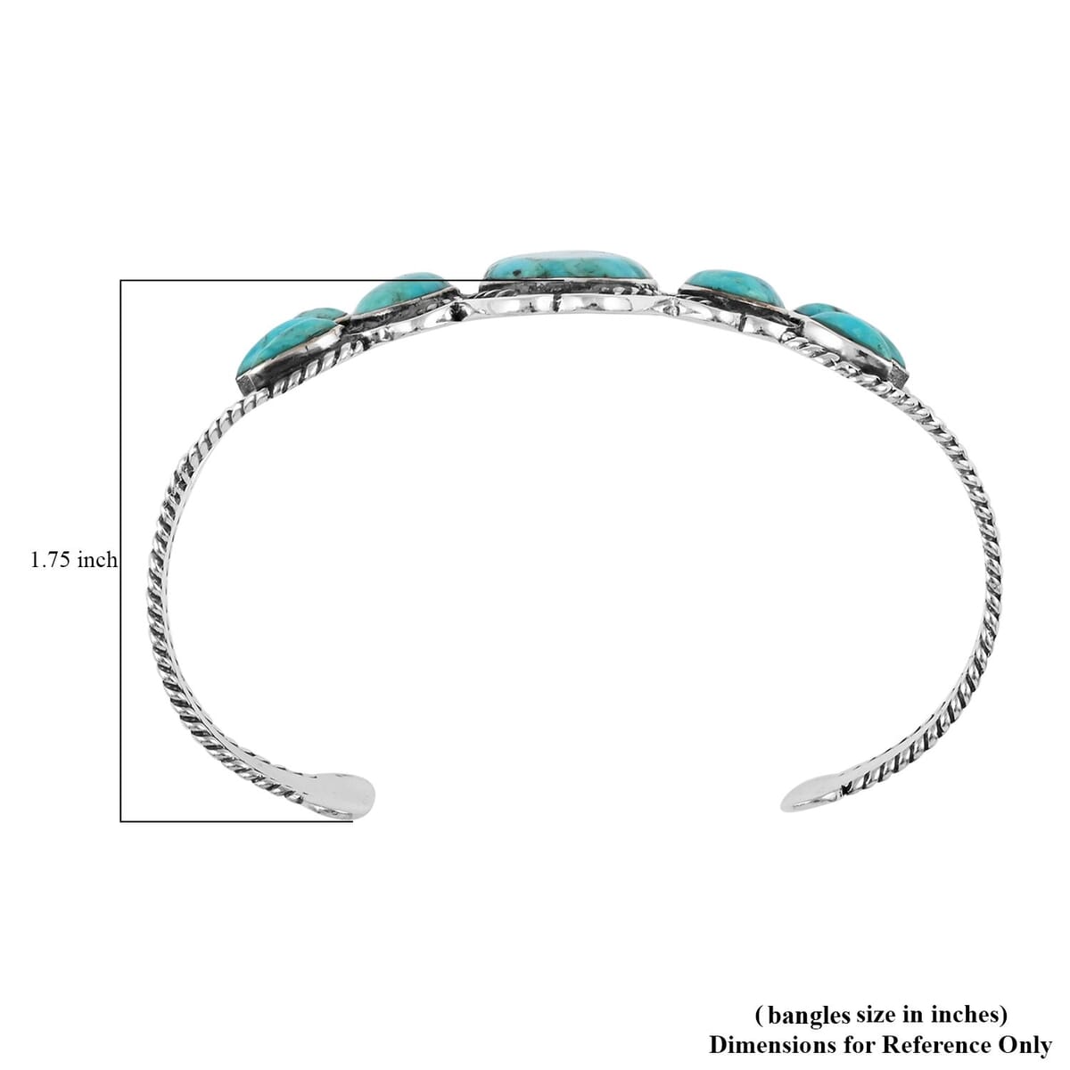 Santa Fe Style Kingman Turquoise 7.50 ctw Cuff Bracelet in Sterling Silver (7.00 In) image number 3