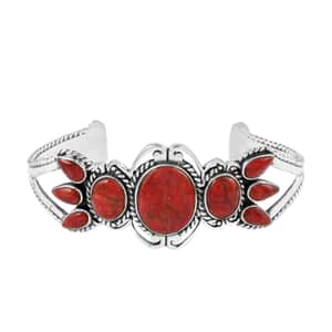 Mother’s Day Gift Santa Fe Style Coral Cuff Bracelet ibn Sterling Silver (7.00 In) 7.50 ctw