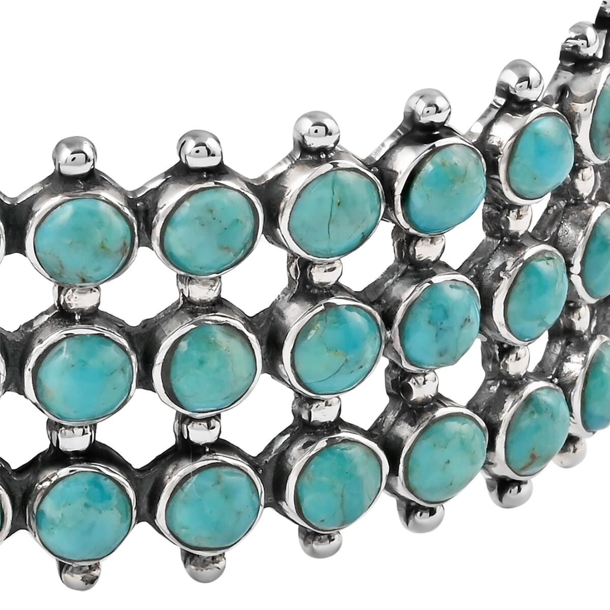 SANTA FE Style Turquoise Cuff Bracelet in Sterling Silver (7.00 In) (30.15 g) 7.50 ctw image number 3