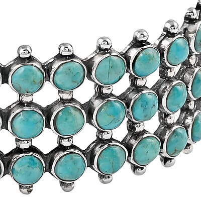 Santa Fe Style Turquoise Cuff Bracelet in Sterling Silver (7.00 In) 7.50 ctw