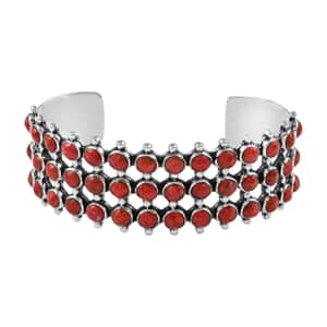 Santa Fe Style Coral Cuff Bracelet in Sterling Silver (7.00 In) 7.50 ctw