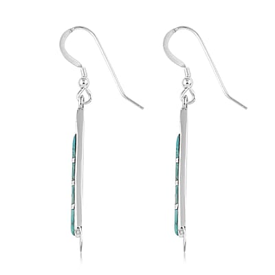 Santa Fe Style Kingman Turquoise Earrings in Sterling Silver 7.50 ctw