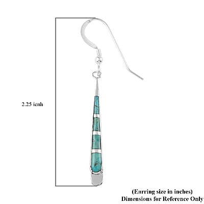 Santa Fe Style Kingman Turquoise Earrings in Sterling Silver 7.50 ctw