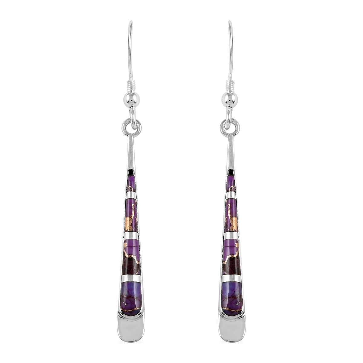 Santa Fe Style Mojave Purple Turquoise 7.50 ctw Drop Earrings in Sterling Silver image number 0