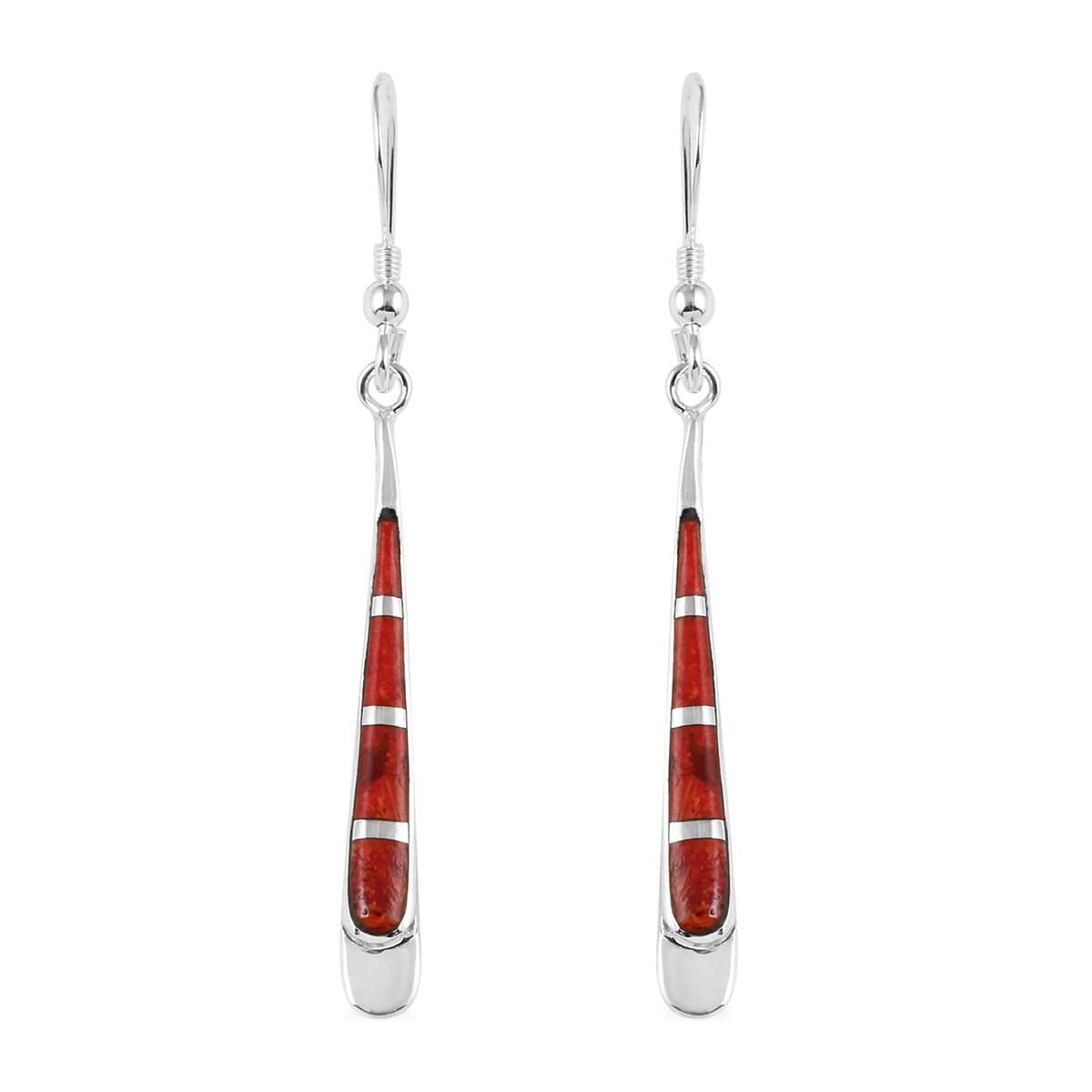 Santa Fe Style Palm Coral Drop Earrings in Sterling Silver image number 0