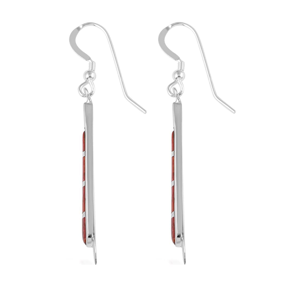 Santa Fe Style Palm Coral Drop Earrings in Sterling Silver image number 3