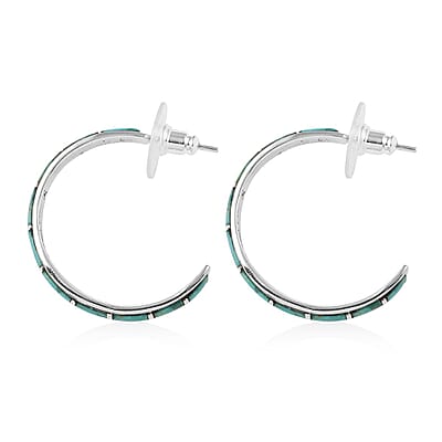 Santa Fe Style Kingman Turquoise Earrings in Sterling Silver 7.50 ctw