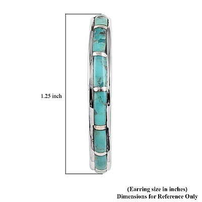 Santa Fe Style Kingman Turquoise Earrings in Sterling Silver 7.50 ctw