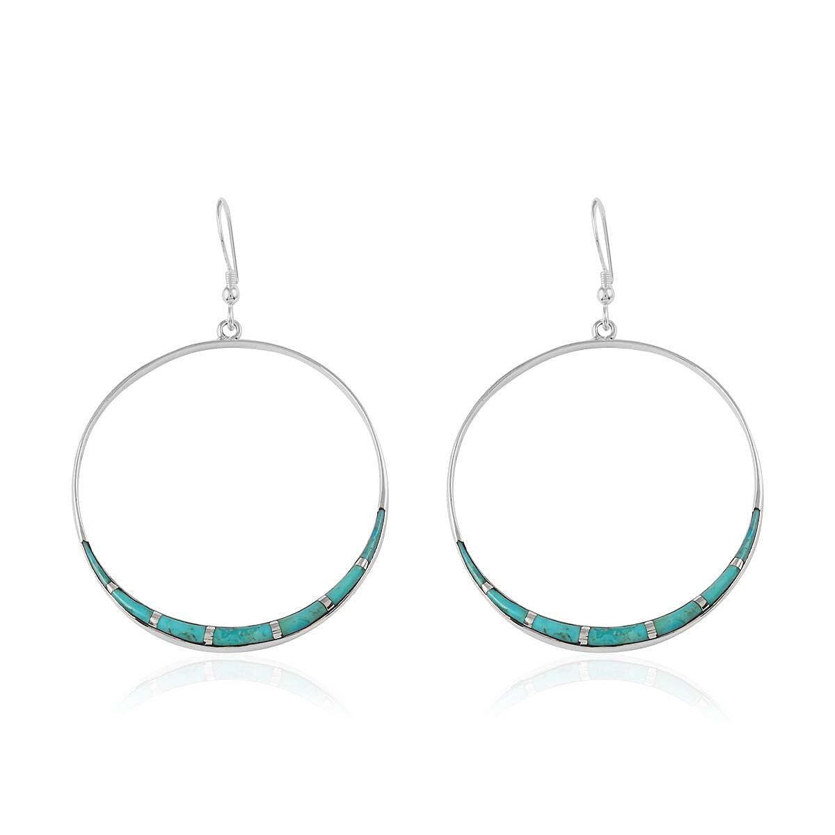 SANTA FE Style Kingman Turquoise Earring in Sterling Silver 7.50 ctw image number 0