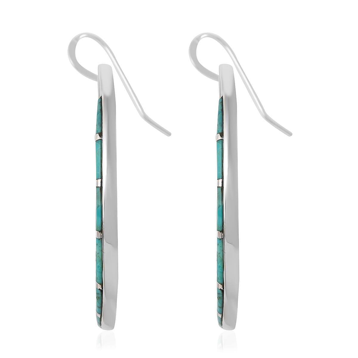 SANTA FE Style Kingman Turquoise Earring in Sterling Silver 7.50 ctw image number 3