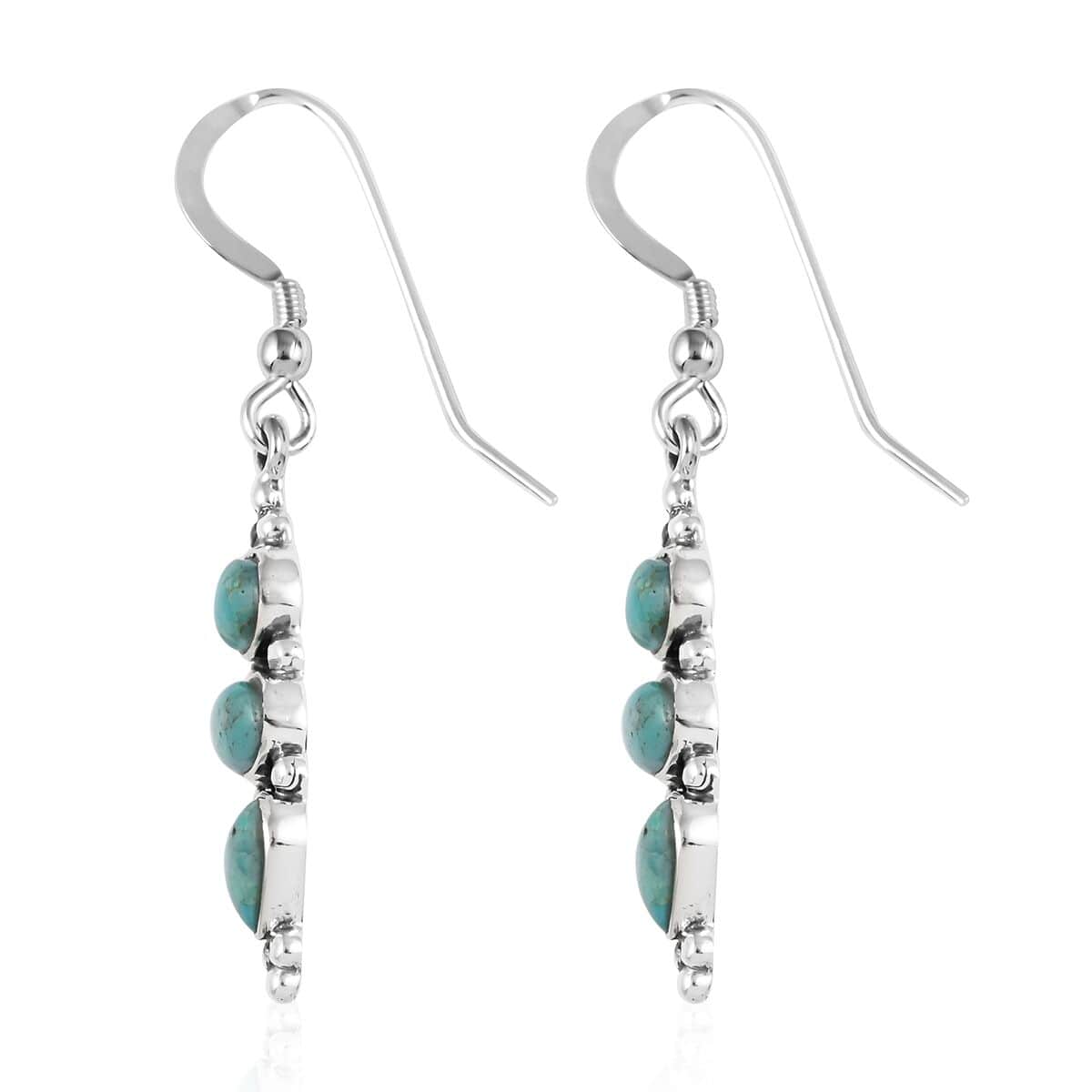 Santa Fe Style Kingman Turquoise Earrings in Sterling Silver 7.50 ctw image number 3