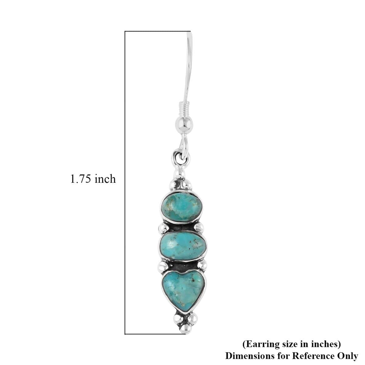 Santa Fe Style Kingman Turquoise Earrings in Sterling Silver 7.50 ctw image number 4