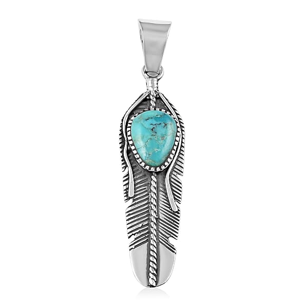 Santa Fe Style Mojave Blue Turquoise Pendant in Sterling Silver 2.75 ctw
