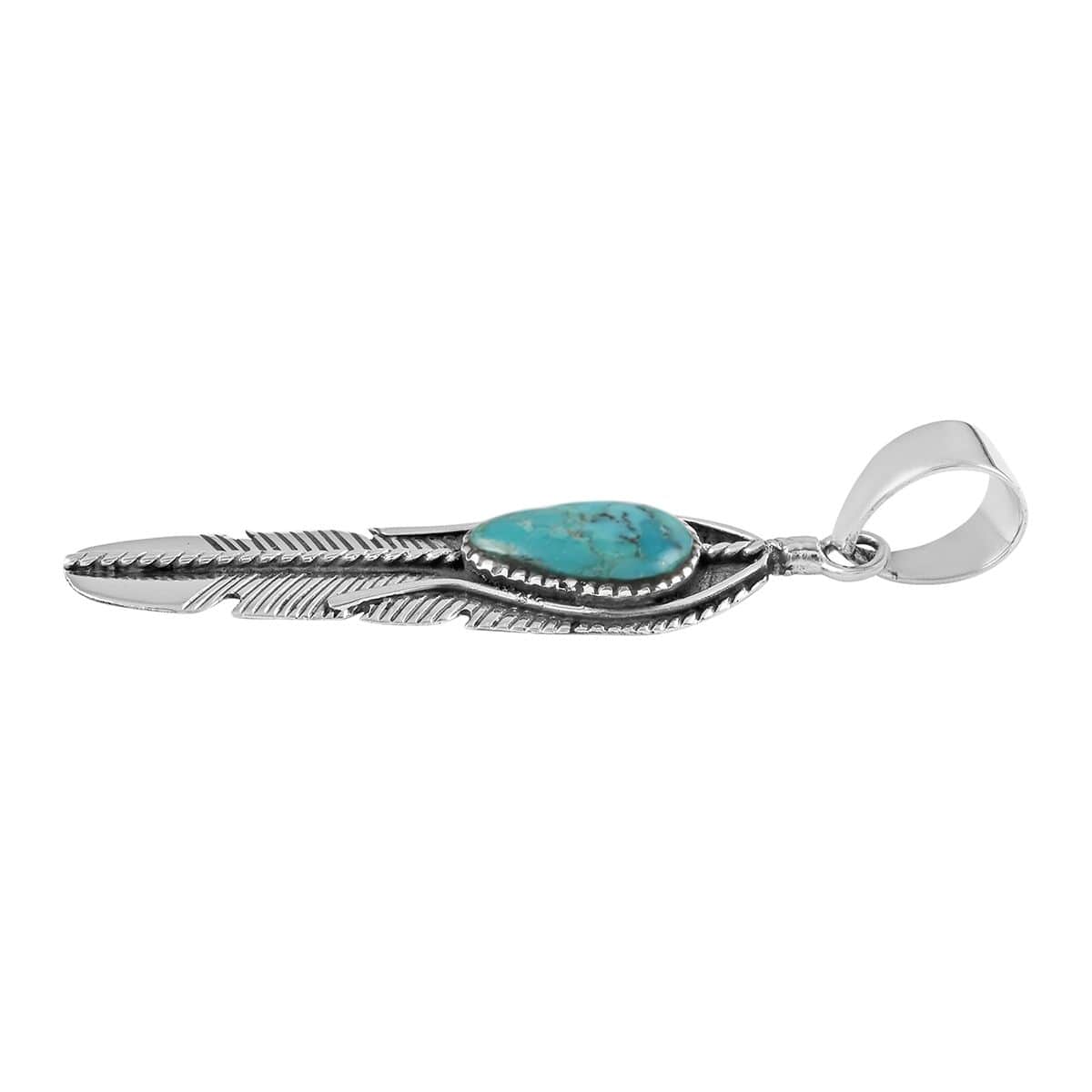 SANTA FE Style Blue Turquoise Pendant in Sterling Silver 2.75 ctw image number 3