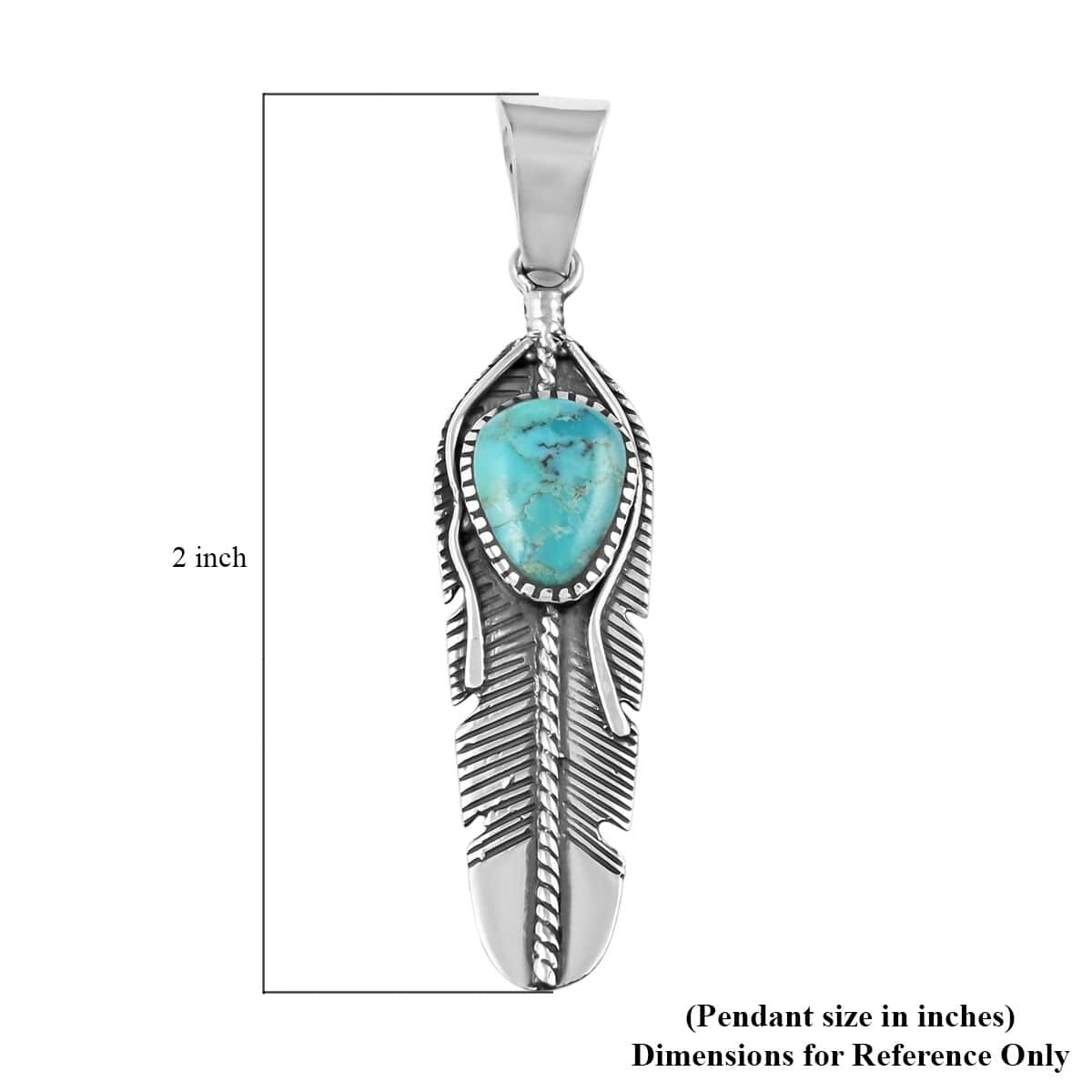 SANTA FE Style Blue Turquoise Pendant in Sterling Silver 2.75 ctw image number 4