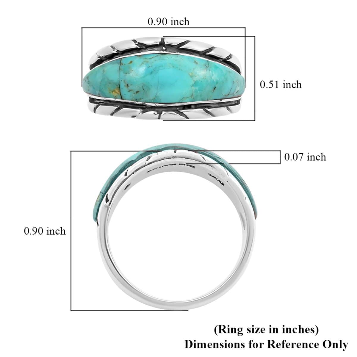 SANTA FE Style Blue Turquoise Ring in Sterling Silver 3.35 ctw image number 4