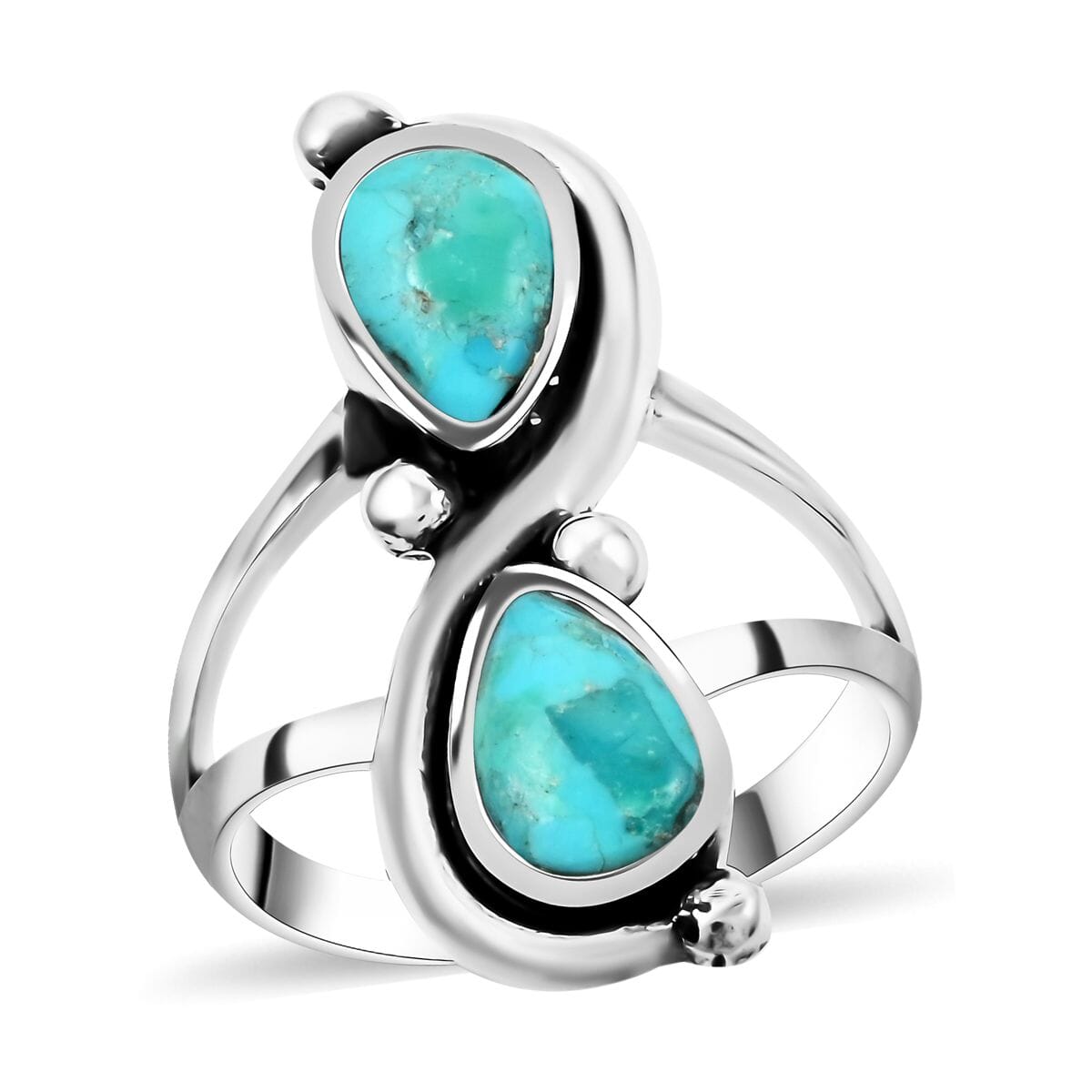 SANTA FE Style Mojave Blue Turquoise Ring Sterling Silver 1.00 ctw image number 0