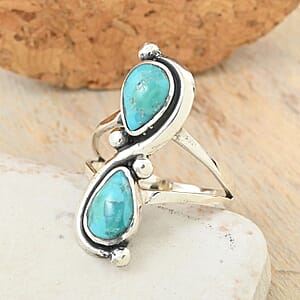 Santa Fe Style Mojave Blue Turquoise Ring Sterling Silver (Size 9.0) 1.00 ctw