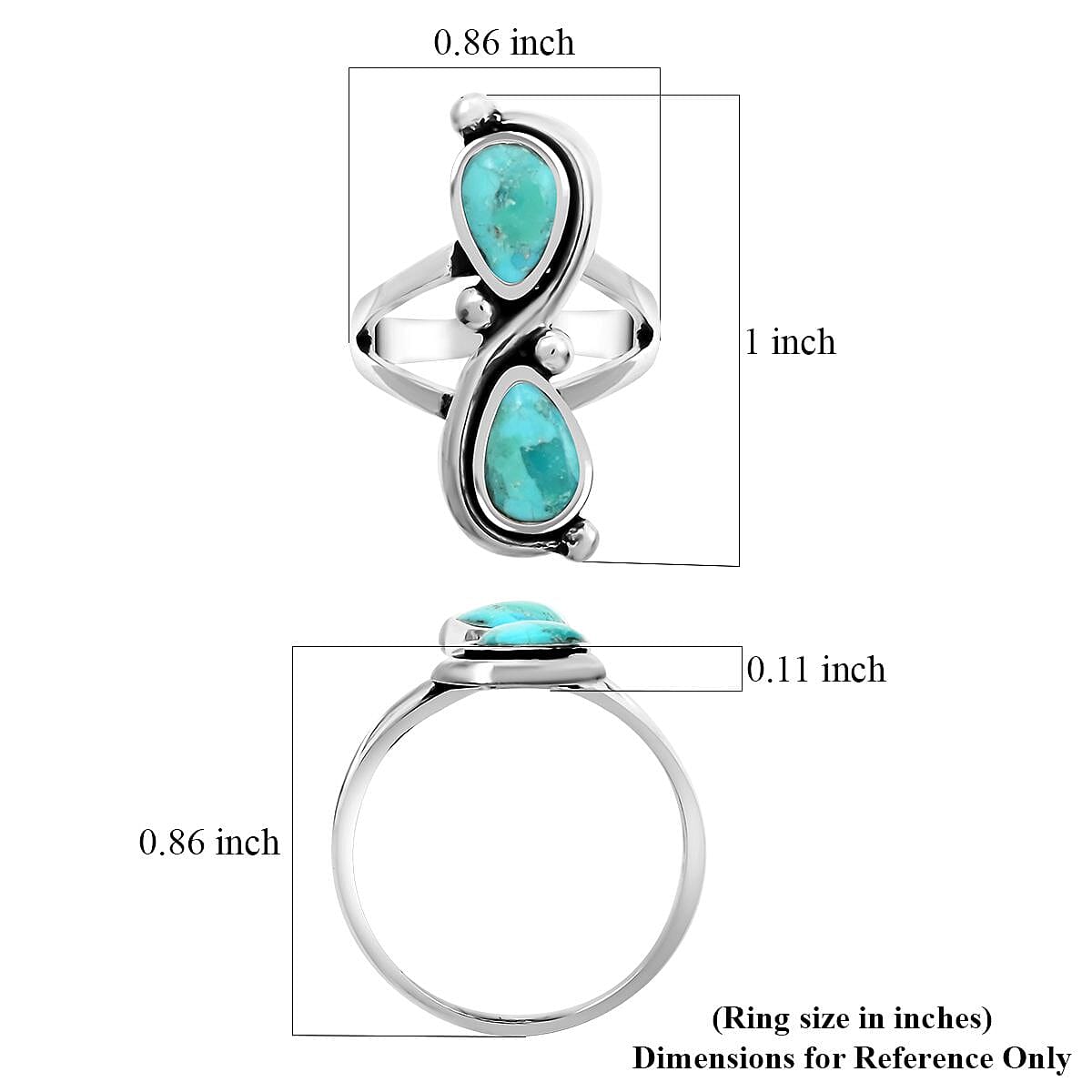 Santa Fe Style Mojave Blue Turquoise Ring Sterling Silver (Size 9.0) 1.00 ctw image number 4