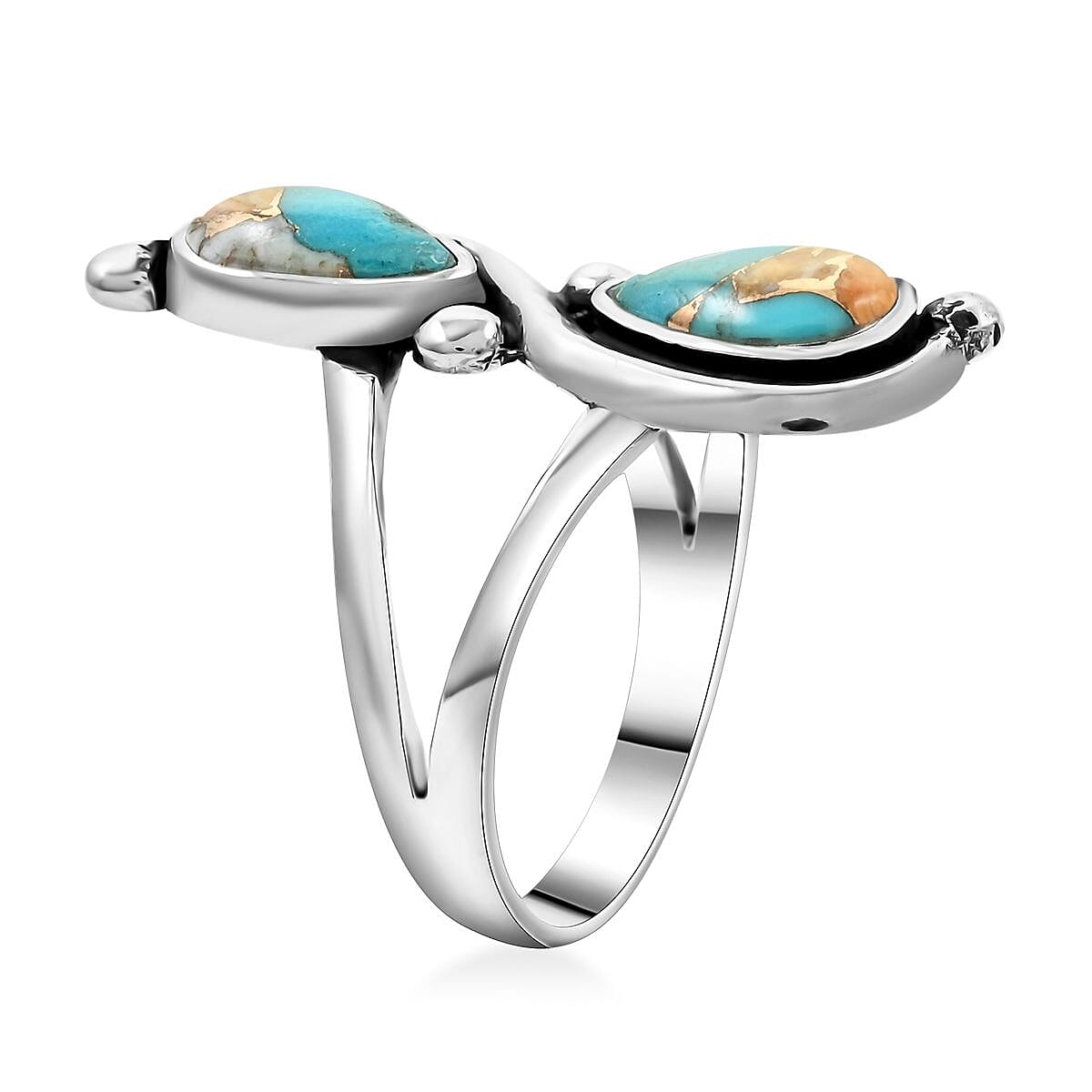 Santa Fe Style Spiny Turquoise Ring in Sterling Silver (Size 11.0) 1.00 ctw image number 3